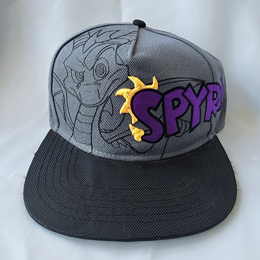 Activision Spyro the Dragon Embroidered Snapback Baseball Cap Hat‎ 2018 Gray Blk